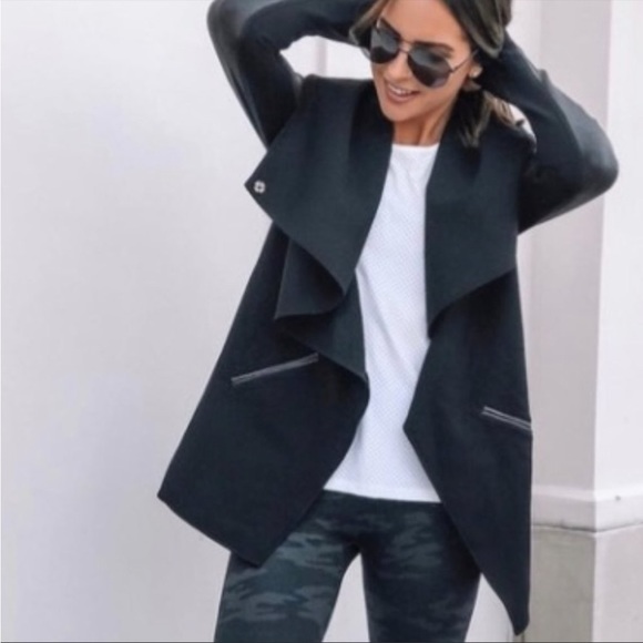 Spanx Faux Leather Drape Front Style Jacket - Picture 3 of 13